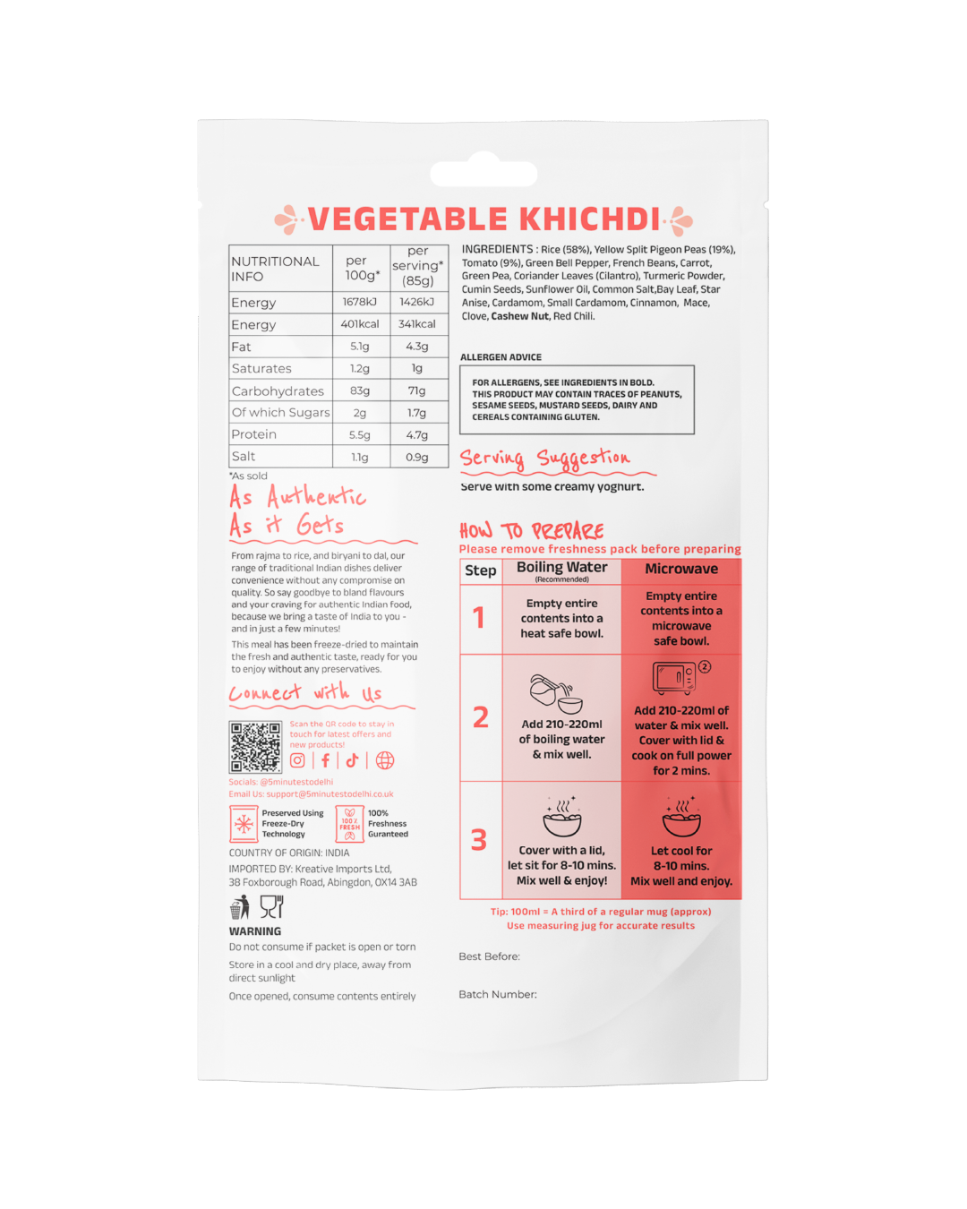 Vegetable Khichdi (Vegan) Instant Meal | Ready to Eat in Minutes | LIMITED EDITION FLAVOUR