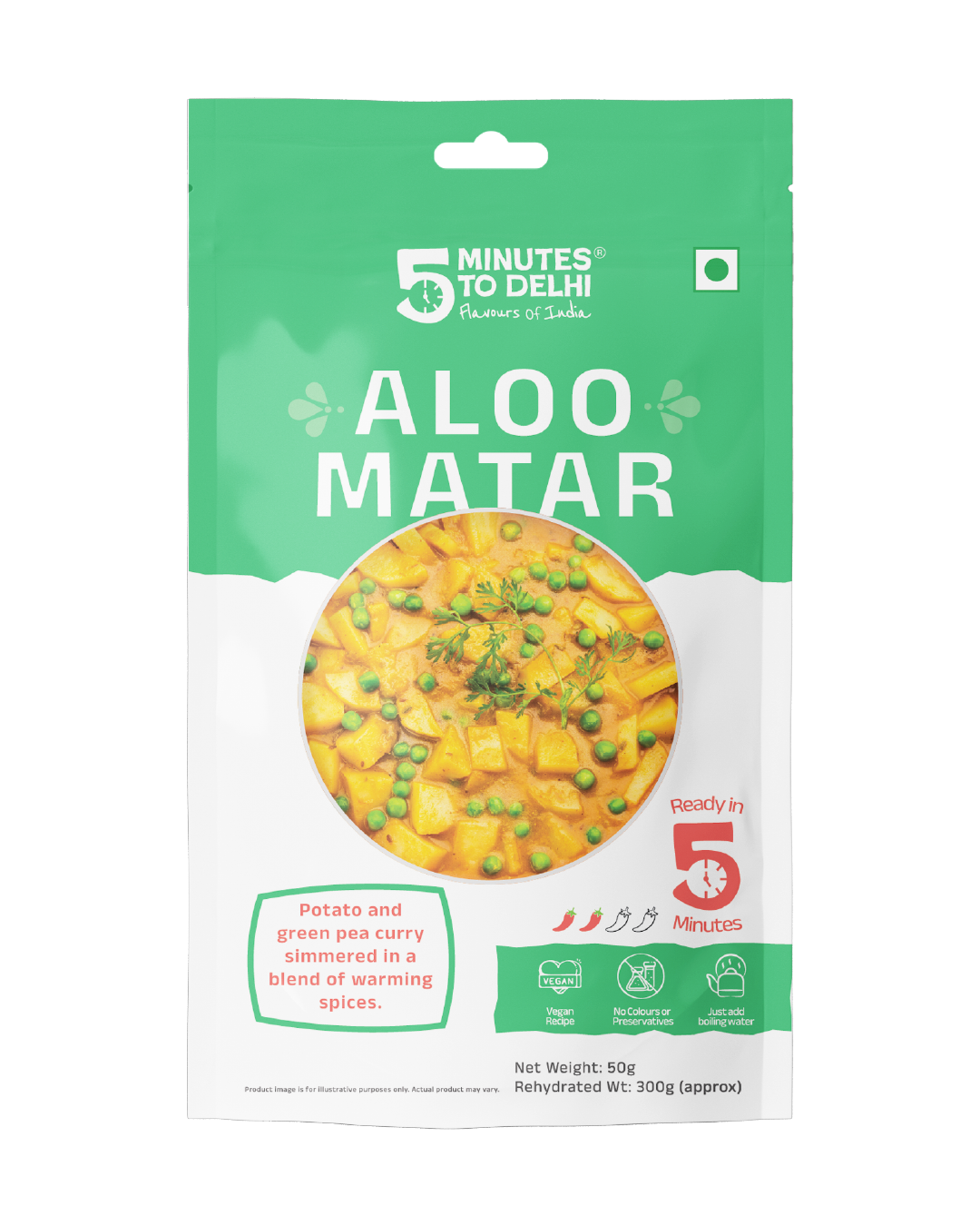 Aloo Matar (Vegan) Instant Meal | Ready to eat in Minutes