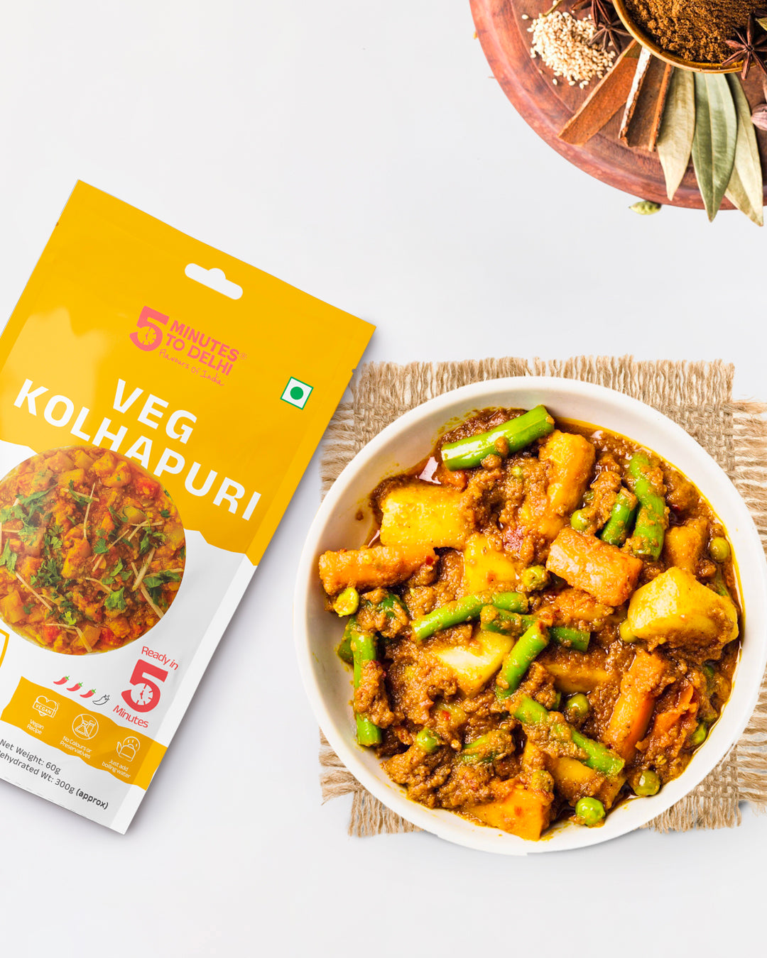 Vegetable Kolhapuri (Vegan) Instant Meal | Ready to Eat in Minutes