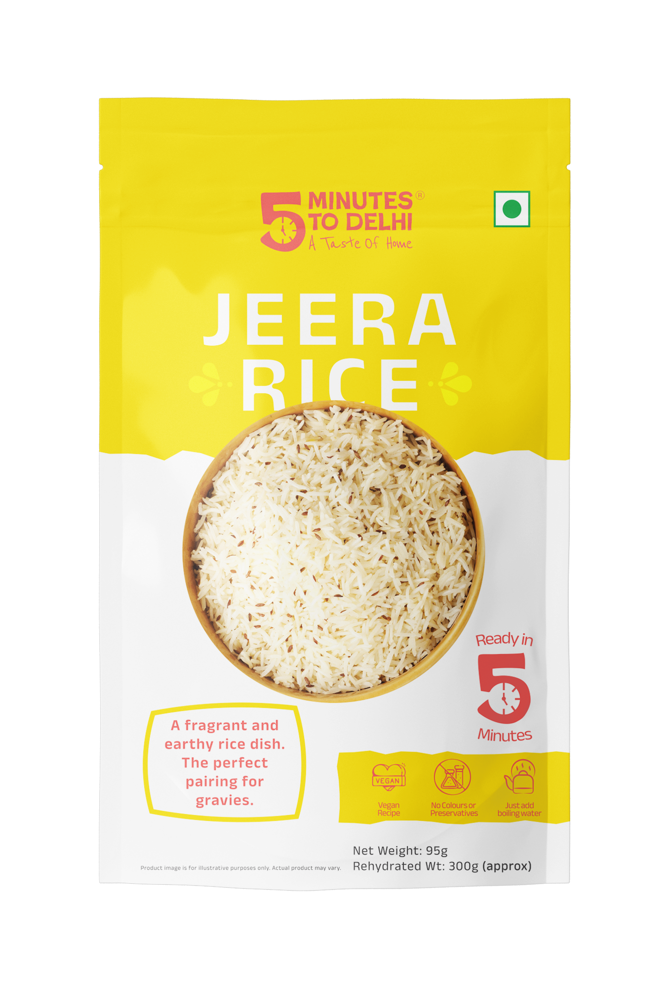 Authentic Jeera Rice Instant Indian Dish - Delicious Home-Style Indian Cuisine, Ready-to-Eat in Minutes