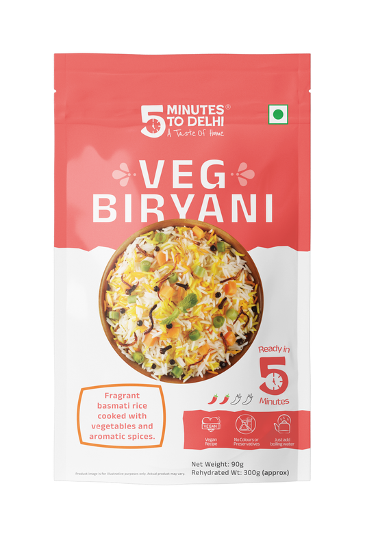 Authentic Veg Biryani Instant Meal - Vegan Indian Cuisine, Ready-to-Eat in Minutes