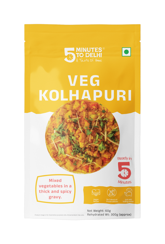 Authentic Vegan Vegetable Kolhapuri Instant Indian Meal - Enjoy Flavorful Indian Cuisine, Quick and Ready-to-Eat