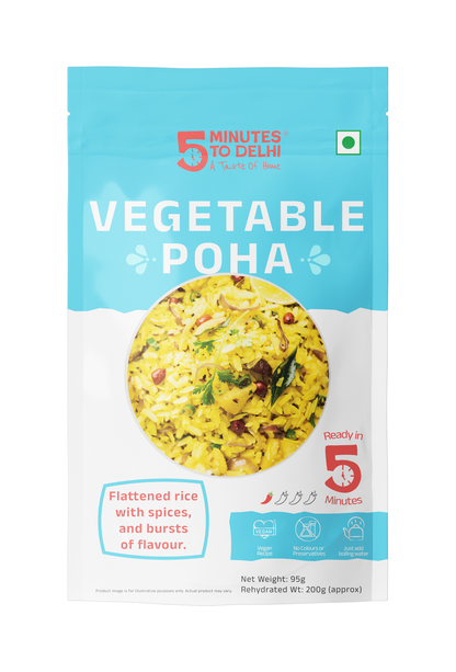 Ready-to-Eat Poha Breakfast Meal - Authentic Vegan Indian Instant Meal, Ready in Minutes