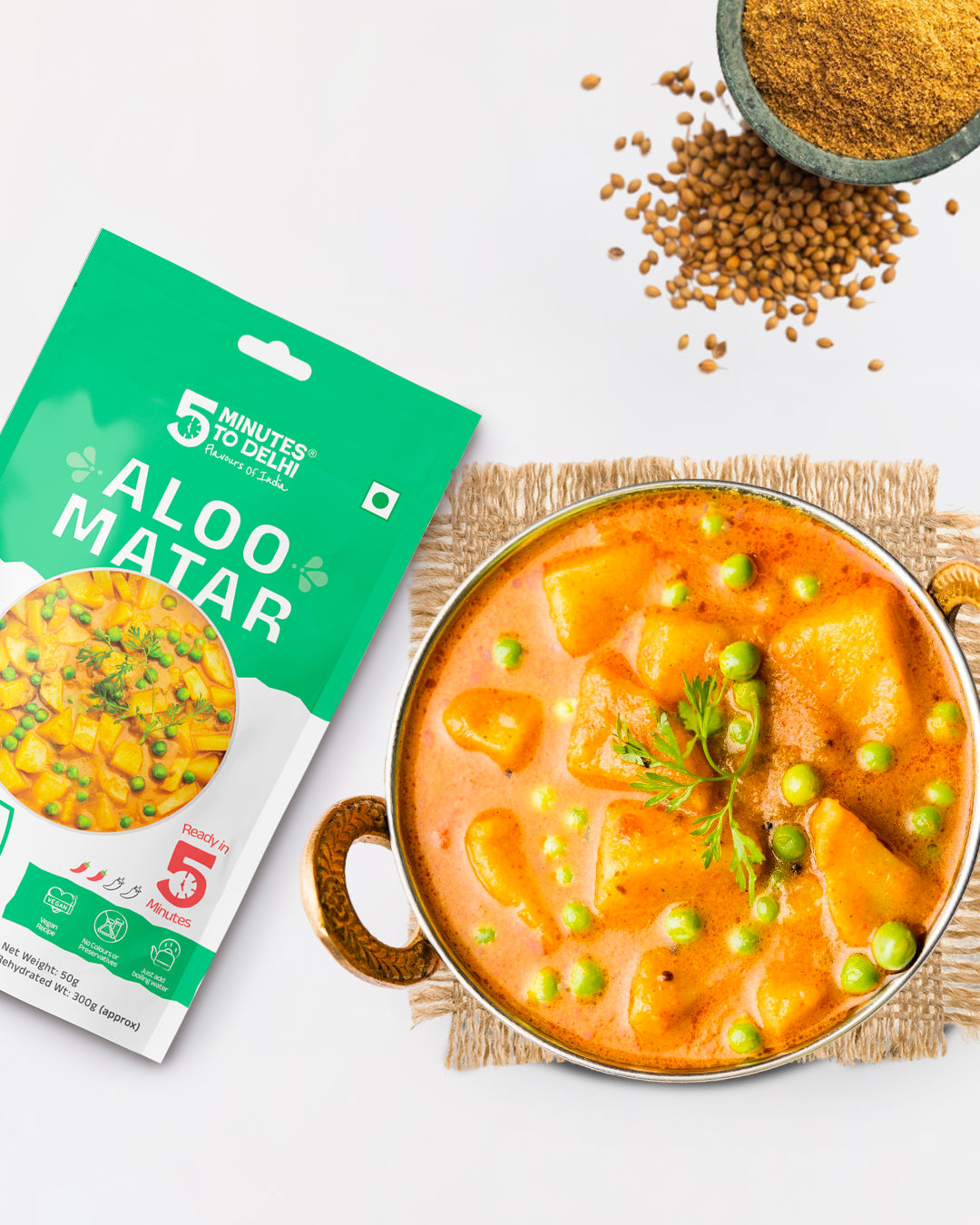 Aloo Matar (Vegan) Instant Meal | Ready to eat in Minutes