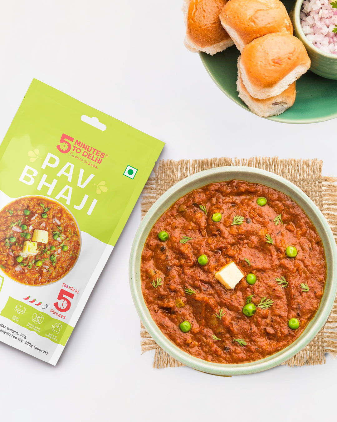 Pav Bhaji (Vegan) Instant Meal | Ready to Eat In Minutes