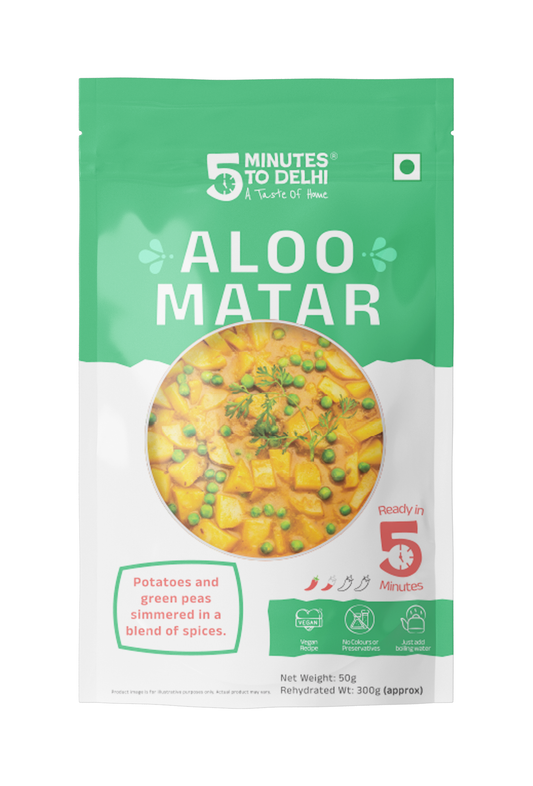 Home-Style Aloo Matar Instant Meal | Ready to eat in 5 Minutes | Pack of 1 | Authentic Indian Flavours |300 gm