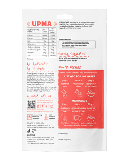 Upma (Vegan) Instant Meal | Ready to Eat in Minutes | LIMITED EDITION FLAVOUR